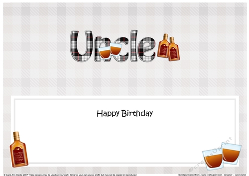 Large DL Tartan Happy Birthday UNCLE insert