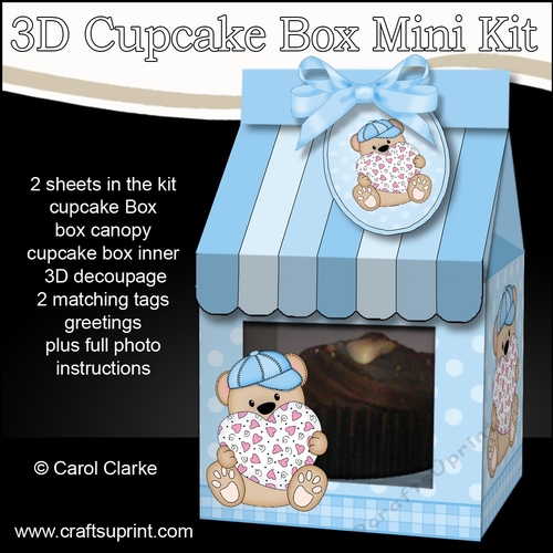 3D Mini Milk Carton Cupcake Treat Box Mini Kit - Cute Little Livvy Bear