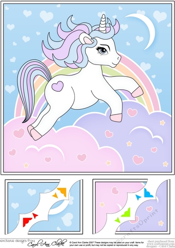 8 x 8 Cute Little Unicorn Scalloped Corner Topper  