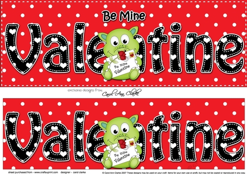 Large DL Be Mine VALENTINE 3D decoupage with Cute Dino