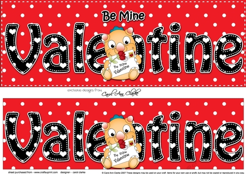 Large DL Be Mine VALENTINE 3D decoupage with Cute Dino