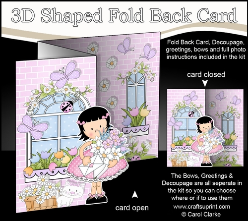 3D Shaped No-Hole Fold Back Mini Kit -  Country Cottage Girlz Suzi has a bouquet of Flowers