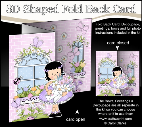 3D Shaped No-Hole Fold Back Mini Kit -  Country Cottage Girlz Suzi has a bouquet of Flowers