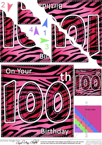 Fun Zebra Striped 100th Birthday Scalloped Corner Stacker