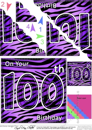 Fun Zebra Striped 100th Birthday Scalloped Corner Stacker