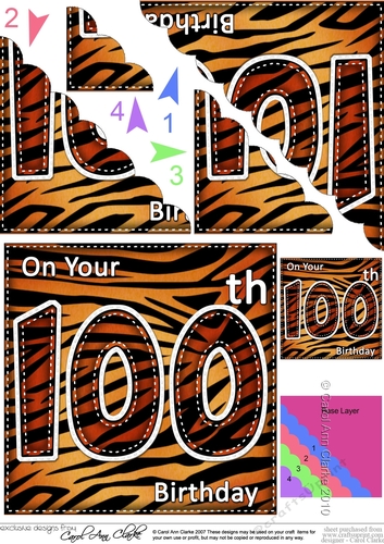 Fun Zebra Striped 100th Birthday Scalloped Corner Stacker