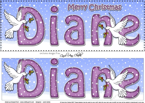 Large DL Merry Christmas DIANE 3D decoupage 