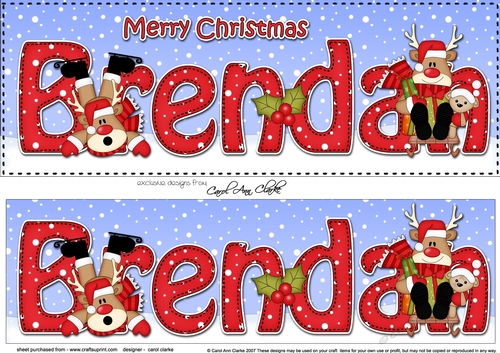 Large DL Merry Christmas BRENDAN 3D decoupage 