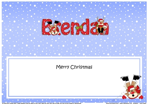 Large DL Merry Christmas BRENDAN insert