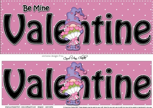 Large DL Be Mine VALENTINE 3D decoupage with Cute Gnome