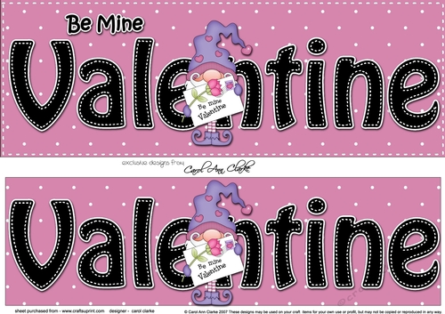 Large DL Be Mine VALENTINE 3D decoupage with Cute Gnome