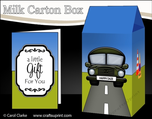 3D Milk Carton Treat Box - Army Truck