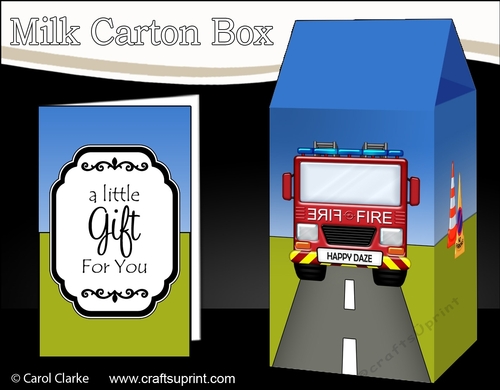 3D Milk Carton Treat Box - Fire Engine
