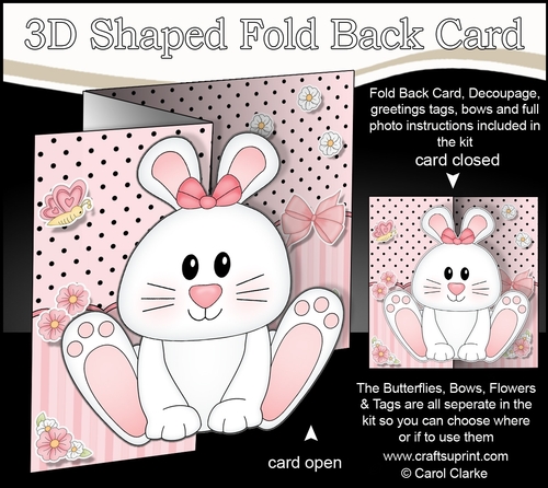 3D Shaped No-Hole Fold Back Mini Kit -  Cute Little Ipsy Bunny