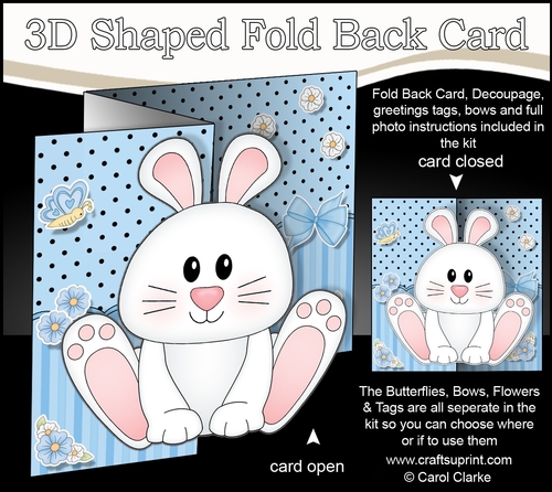 3D Shaped No-Hole Fold Back Mini Kit -  Cute Little Dipsy Bunny