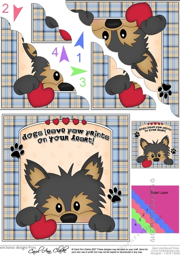 Scalloped Corner Stacker - Dogs Leave Paw Prints - Yorkie Dog Timmy