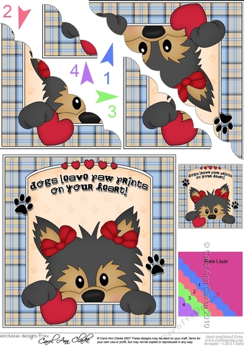 Scalloped Corner Stacker - Dogs Leave Paw Prints - Yorkie Dog Poppy