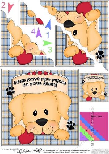 Scalloped Corner Stacker - Dogs Leave Paw Prints - Golden Labrador Dog Sunny