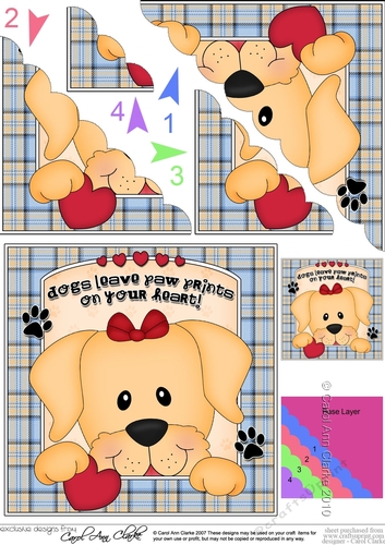 Scalloped Corner Stacker - Dogs Leave Paw Prints - Golden Labrador Dog Saki