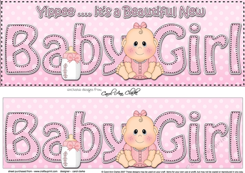 Large DL YIPPEE ... ITS A BEAUTIFUL NEW BABY GIRL 3D decoupage