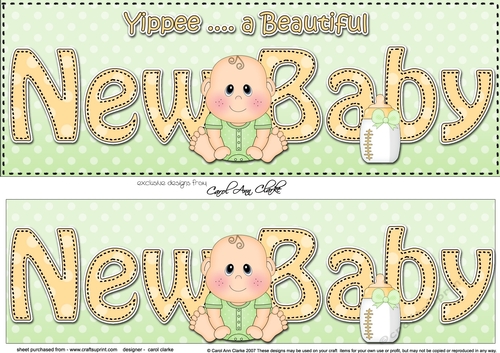 Large DL YIPPEE ... ITS A BEAUTIFUL NEW BABY 3D decoupage