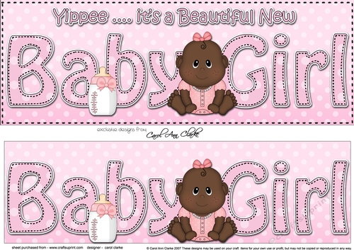 Large DL YIPPEE ... ITS A BEAUTIFUL ETHNIC NEW BABY GIRL 3D decoupage