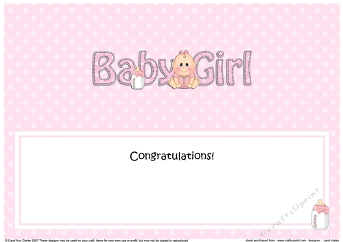 Large DL NEW BABY GIRL insert