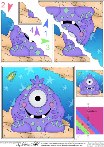Cute Little Alien Scalloped Corner Stacker