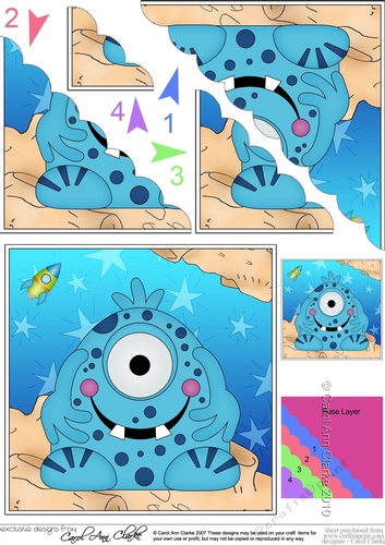 Cute Little Alien Scalloped Corner Stacker