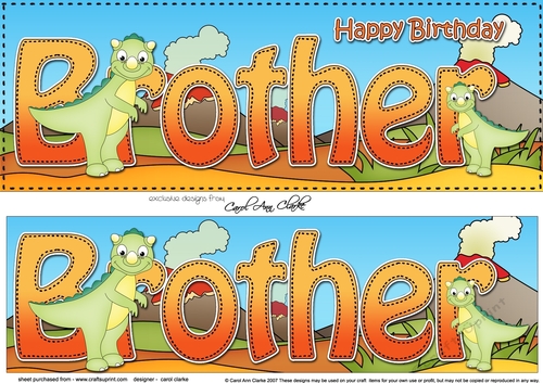 Large DL Happy Birthday BROTHER 3D decoupage with Dinosaurs