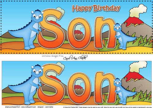Large DL Happy Birthday SON 3D decoupage with Dinosaurs