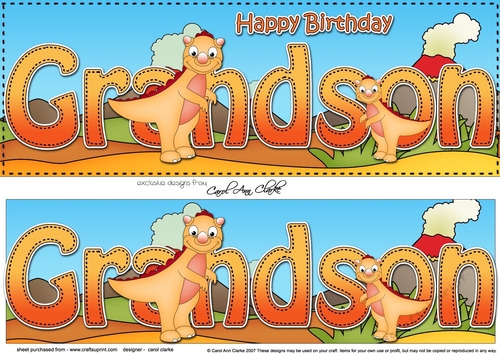Large DL Happy Birthday GRANDSON 3D decoupage with Dinosaurs