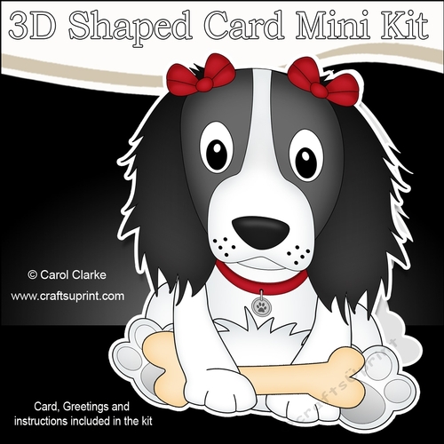 3D Shaped Card  Kit - Little Springer Spaniel Dog Ludo