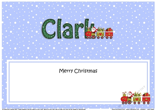 Large DL Merry Christmas CLARK insert