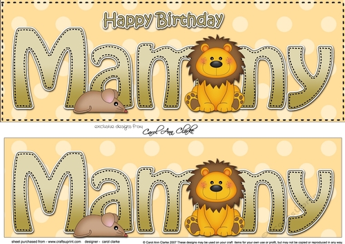 Large DL Happy Birthday MAMMY 3D decoupage with Cute Lion