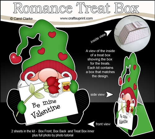 3D Valentine Treat Box Mini Kit - Cute Gnome has a Valentine Card