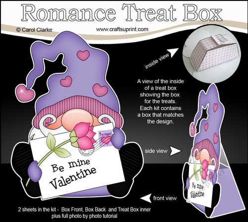 3D Valentine Treat Box Mini Kit - Cute Gnome has a Valentine Card
