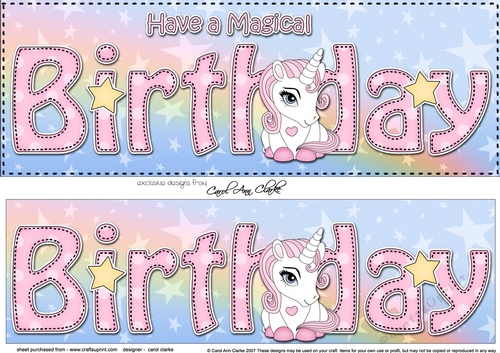 Large DL HAVE A MAGICAL BIRTHDAY 3D decoupage with Unicorn