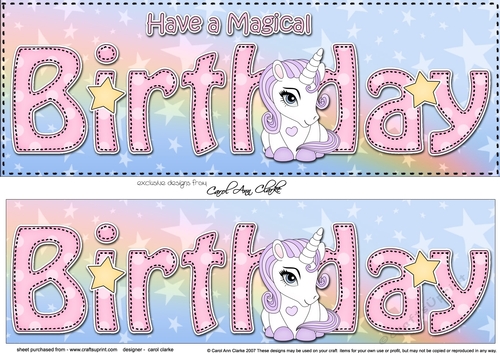 Large DL HAVE A MAGICAL BIRTHDAY 3D decoupage with Unicorn