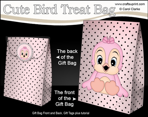 3D Gift Bag Mini Kit - Cute Little Birdie Bird 