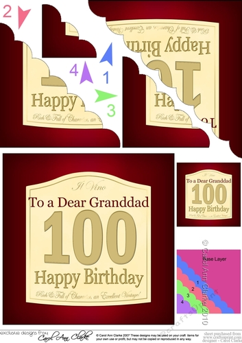 100th Birthday Granddad Wine Label Scalloped Corner Stacker