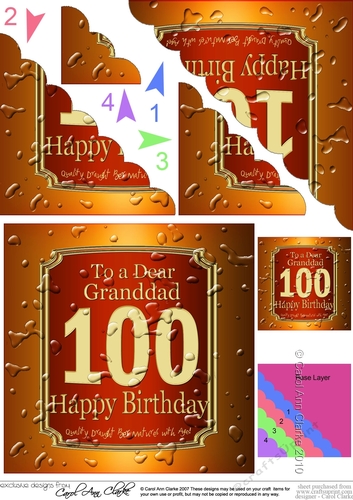 100th Birthday Granddad Beer Label Scalloped Corner Stacker