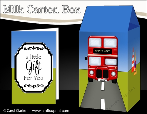 3D Milk Carton Treat Box - Double Decker Big Red Bus