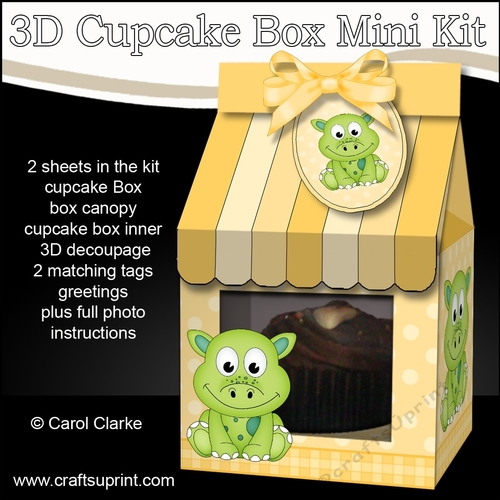 Mini Milk Carton Cupcake Treat Box Mini Kit - Cute Little Dino