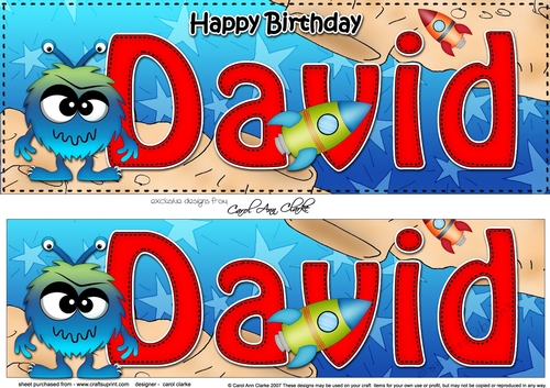 Large DL Happy Birthday DAVID 3D decoupage