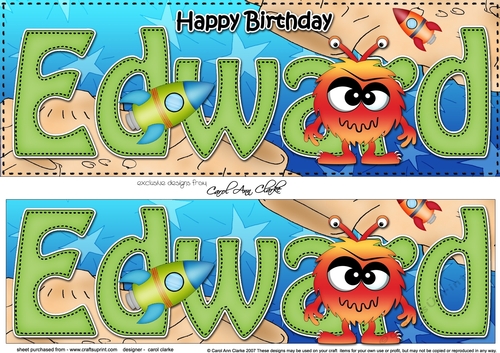Large DL Happy Birthday EDWARD 3D decoupage
