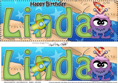 Large DL Happy Birthday LINDA 3D decoupage