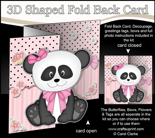 3D Shaped No-Hole Fold Back Mini Kit -  Cute Little Panda Su Ling