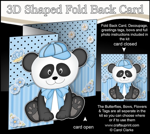 3D Shaped No-Hole Fold Back Mini Kit -  Cute Little Panda Chi Chi