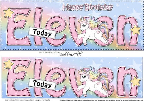 Large DL Happy Birthday ELEVEN TODAY 3D decoupage